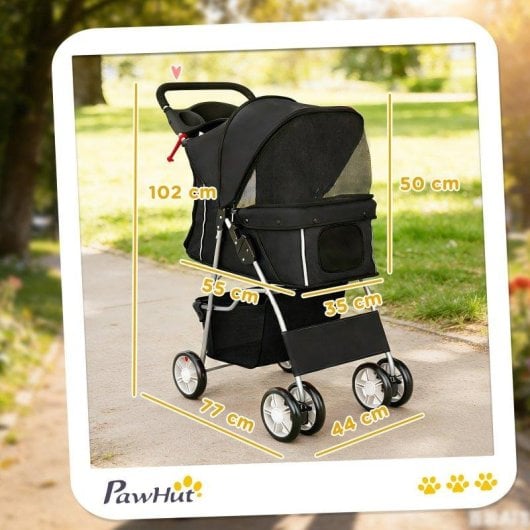 Passeggino per cani pieghevole Aosom con cestino e portabicchiere 10 kg