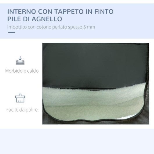 Trasportino Per Cani Mini E Gatti Aosom 60x42x42 cm Grigio