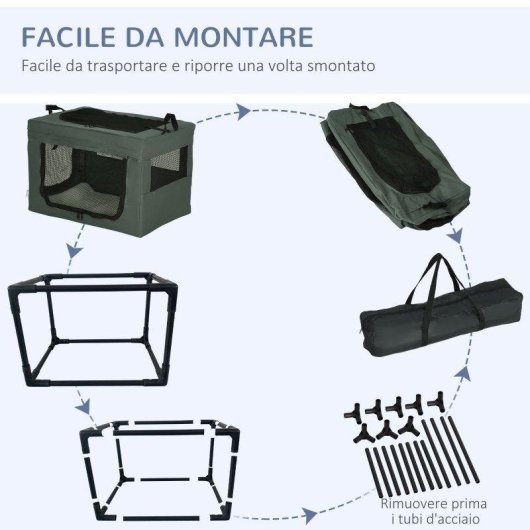 Trasportino Per Cani Mini E Gatti Aosom 60x42x42 cm Grigio