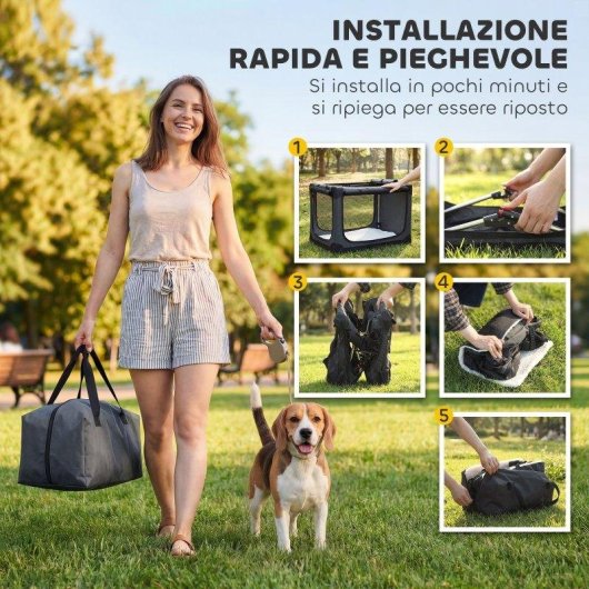 Trasportino morbido Aosom pieghevole con cuscino e copertura lavabile verde