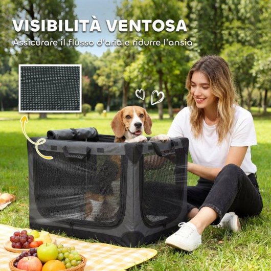Trasportino morbido Aosom pieghevole con cuscino e copertura lavabile verde