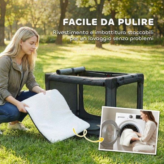 Trasportino morbido Aosom pieghevole con cuscino e copertura lavabile verde