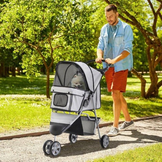 Passeggino per cani pieghevole Aosom con freni e cestino