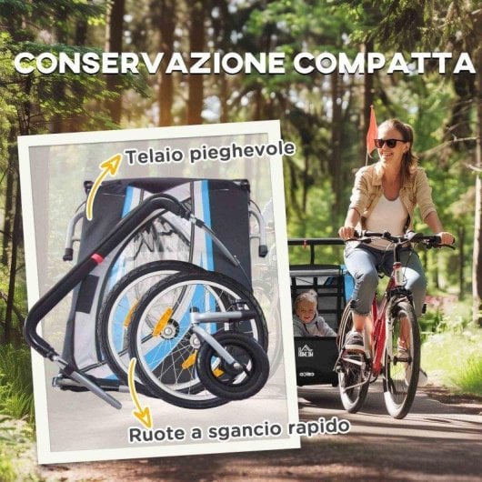 Rimorchio Bici Aosom 2 in 1 Blu