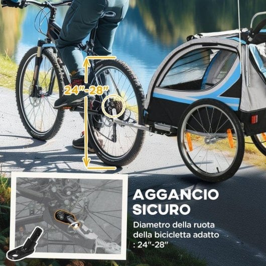 Rimorchio Bici Aosom 2 in 1 Blu