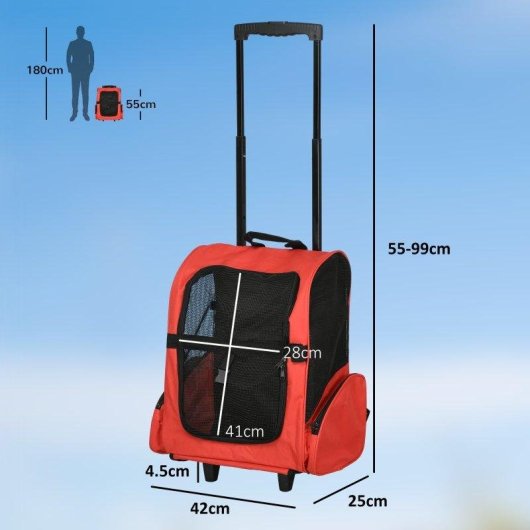 Trasportino Zaino 2 in 1 Aosom 42x25x55cm Rosso
