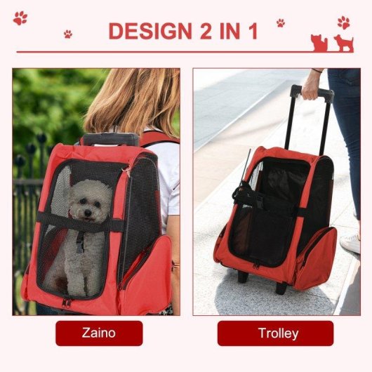 Trasportino Zaino 2 in 1 Aosom 42x25x55cm Rosso