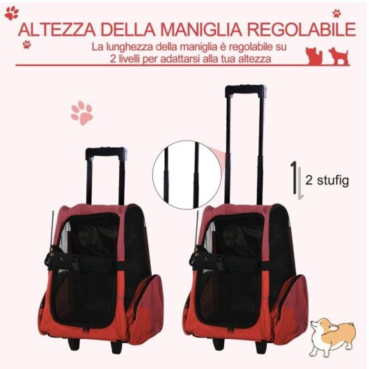 Trasportino Zaino 2 in 1 Aosom 42x25x55cm Rosso
