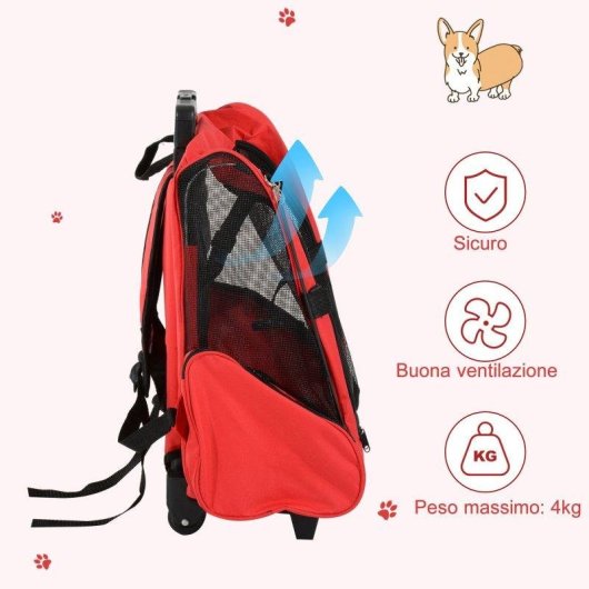 Trasportino Zaino 2 in 1 Aosom 42x25x55cm Rosso