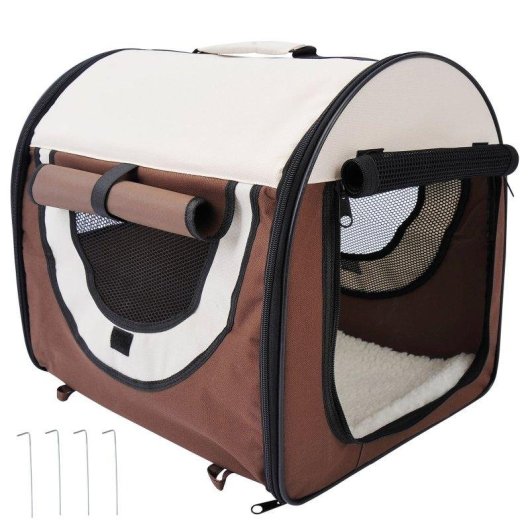 Trasportino Aosom per cani e gatti 61x46x51cm Pieghevole e imbottito