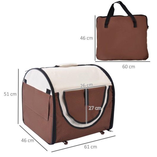 Trasportino Aosom per cani e gatti 61x46x51cm Pieghevole e imbottito