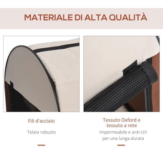 Trasportino Aosom per cani e gatti 61x46x51cm Pieghevole e imbottito