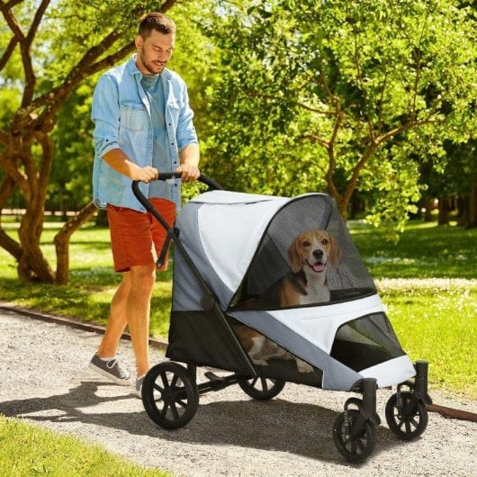 Passeggino per Cani Aosom Grande Taglia Pieghevole Finestre A Rete
