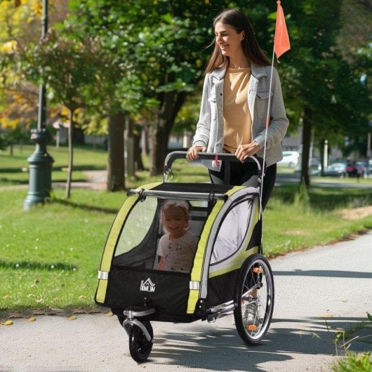 Rimorchio bici per bambini Aosom 2 in 1 con freno
