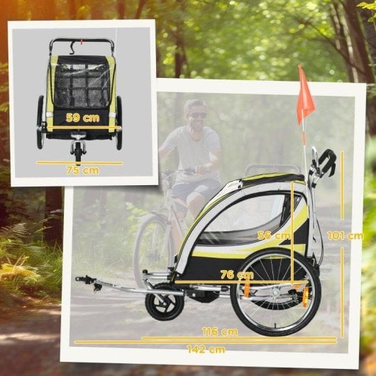 Rimorchio bici per bambini Aosom 2 in 1 con freno