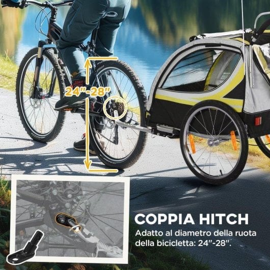 Rimorchio bici per bambini Aosom 2 in 1 con freno