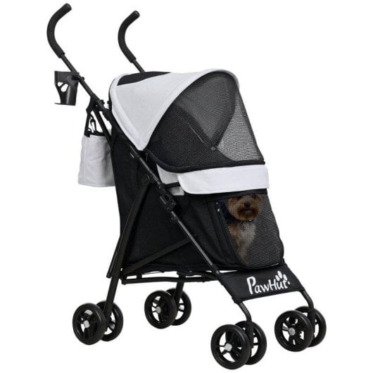 Passeggino cani Aosom 76x44x103 cm nero grigio chiaro