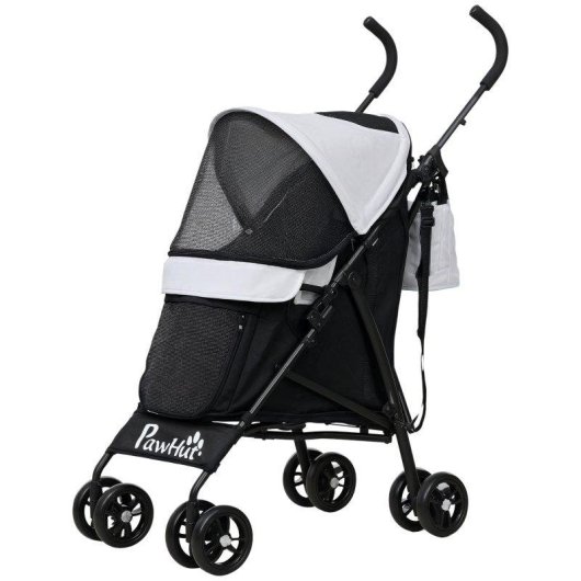 Passeggino cani Aosom 76x44x103 cm nero grigio chiaro