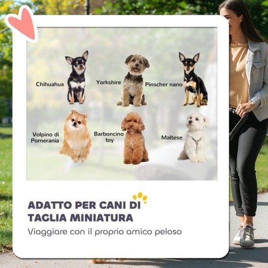 Passeggino cani Aosom 76x44x103 cm nero grigio chiaro
