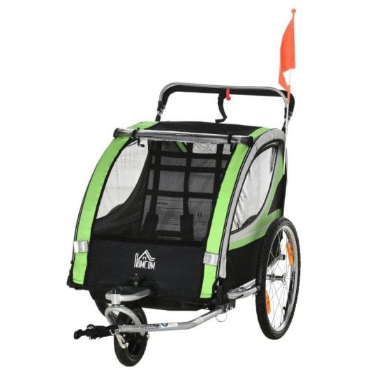 Rimorchio bici 2 in 1 Aosom Verde con cintura e tasche