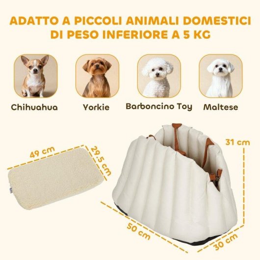 Seggiolino Auto Aosom Per Cani Piccoli Con Guinzaglio