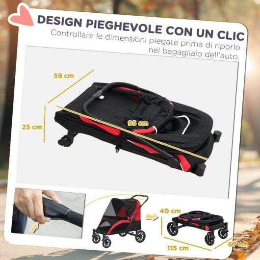 Passeggino per cani taglia media Aosom pieghevole Finestre