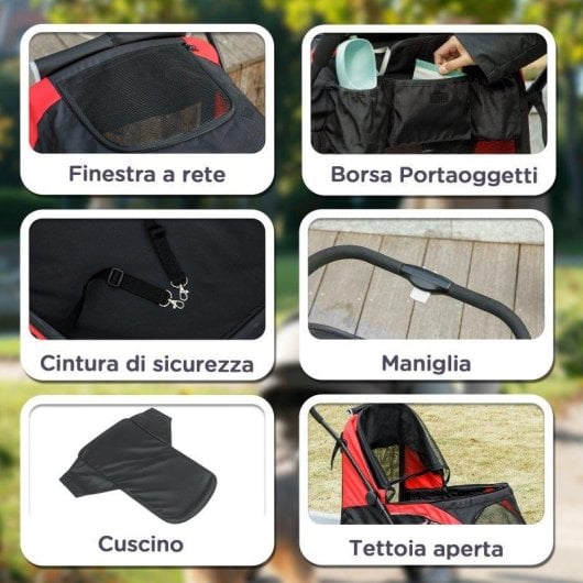 Passeggino per cani taglia media Aosom pieghevole Finestre