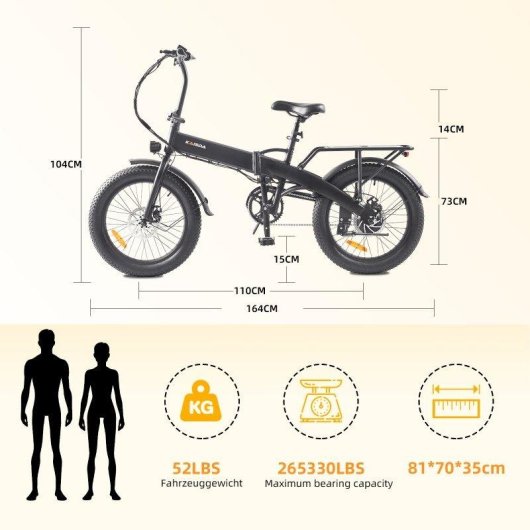 Bicicleta Eléctrica Kaisda K2c Motor 250W Batería 36V 10.4Ah Neumáticos 20" Plegable