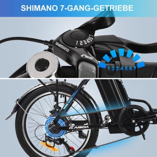 Bicicleta eléctrica plegable Kaisda K7 250W 20" batería 36V 13Ah