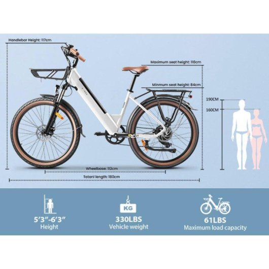 Bicicleta Eléctrica Kaisda K601 Motor 250W 26"