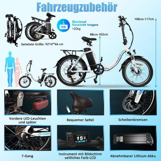 Bicicleta Eléctrica Plegable Kaisda K7 250W 20" 36V 13Ah