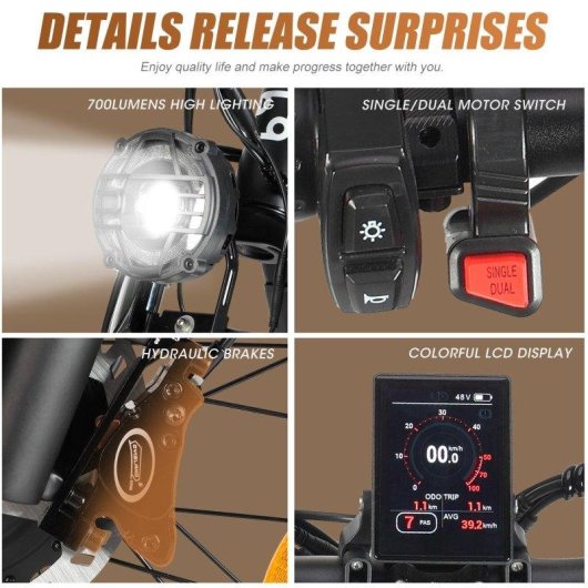 Bicicleta eléctrica Philodo Jumbo Doble Motor 1000W 48V 23Ah Todoterreno