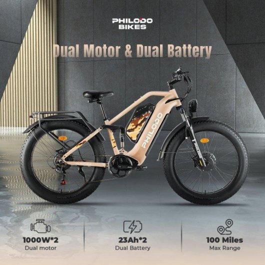 Bicicleta eléctrica Philodo Jumbo Doble Motor 1000W 48V 23Ah Todoterreno