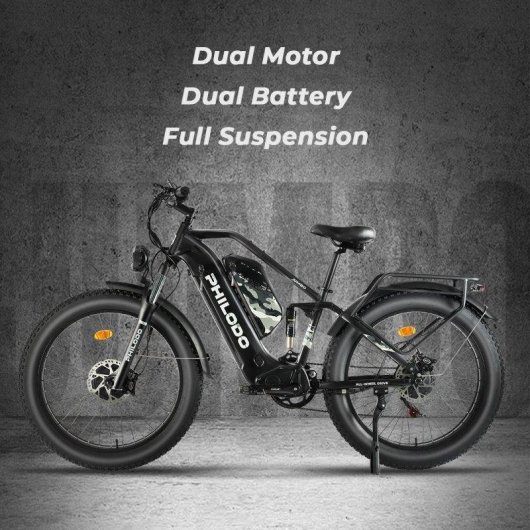 Bicicleta Eléctrica Philodo Jumbo Doble Motor 1000W Baterías Extraíbles 26"