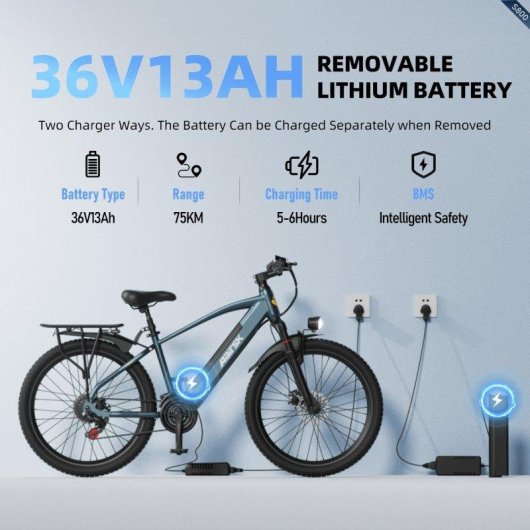 Bicicleta eléctrica Aairsk S800 Motor 250 W Batería 36 V 13 Ah 26"