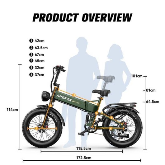 Bicicleta Eléctrica Plegable APEFOX RH20 1500W 48V 22.5Ah Neumáticos 20"