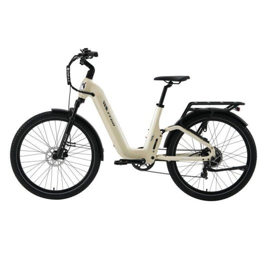 Bicicleta eletrica TTGO E-SUVO 250 W 48 V 15 Ah 27,5 polegadas bege