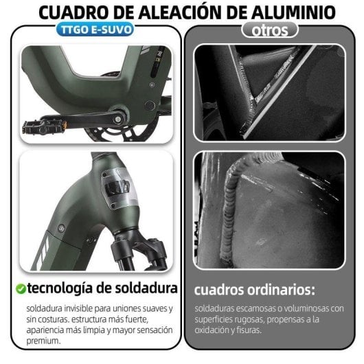 Bicicleta Eléctrica TTGO E-SUVO Motor 250W Batería 48V 15Ah Neumáticos 27,5
