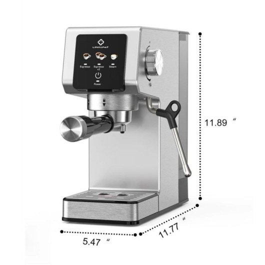 Caffettiera Espresso LINKChef CME1020-EU 1,2L 20 Bar Acciaio Inox Argento