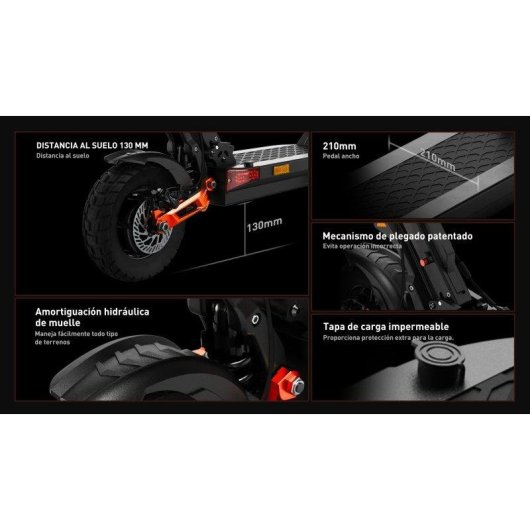 Patinete elétrico Joyor T-pro 1000W Autonomia 90km Pneus 10" Suspensão hidráulica