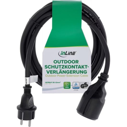 Multipresa InLine 16003S 3 m 16 A IP44 con protezione tattile e cavo gomma