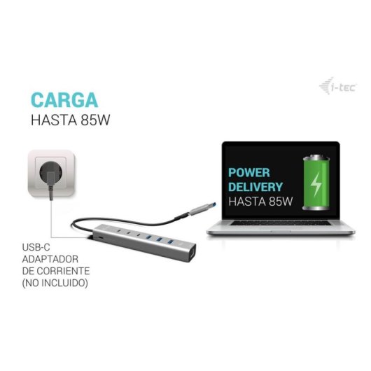 Hub i-tec 6 ports 5 Gbps USB-C/USB-A Gigabit LAN Power Delivery 85W