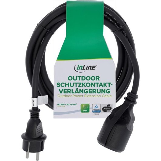 Steckdosenleiste InLine 16002S 1 Steckplatz CEE 7/7 16 A IP44 Kabel 2 m schwarz