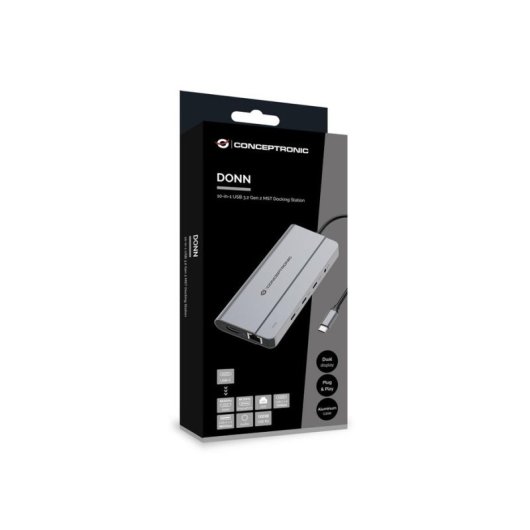 Adaptador Hub USB-C 10 en 1 Conceptronic USB 3.2 Gen 2 100W PD 8K