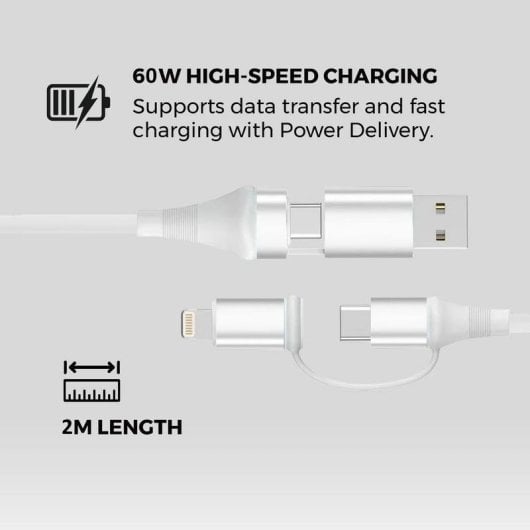 Cabo USB Ewent EC1076 4 em 1 60W 2m Branco