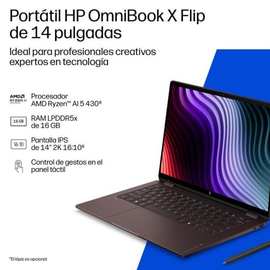 Portátil HP OmniBook X Flip 14-kc0005nsx 14" AMD Ryzen AI 9 445 32GB 1TB SSD Radeon 880M Windows 11