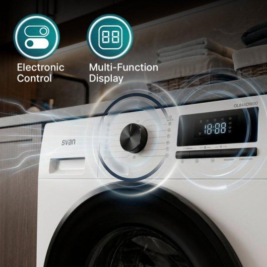 Lavadora Svan Carga Frontal 8 Kg 1400 rpm A Blanca Inverter Stop&Go Vapor