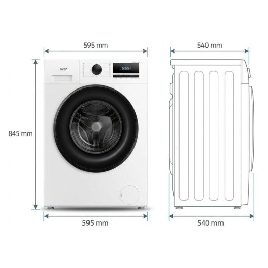 Lavadora Svan Carga Frontal 8 Kg 1400 rpm A Blanca Inverter Stop&Go Vapor