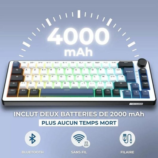 Teclado The G-Lab Keyz Elite 200 compacto Bluetooth RF RGB AZERTY francês
