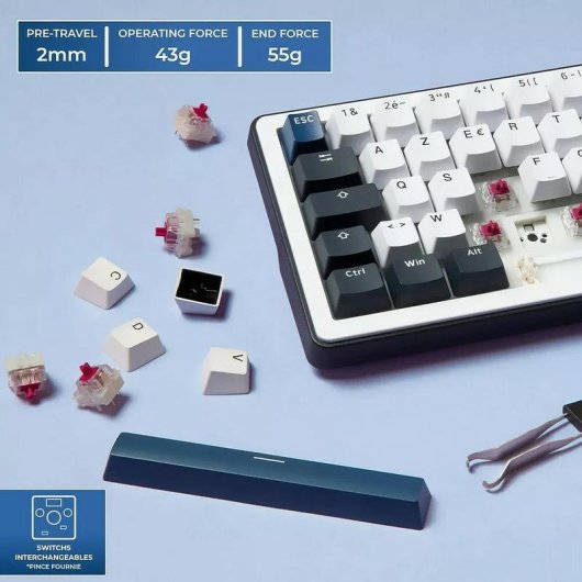 Teclado The G-Lab Keyz Elite 200 compacto Bluetooth RF RGB AZERTY francês